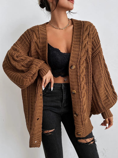 Rhonda - Hearthside Cable Knit Slouch Cardigan