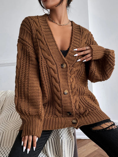 Rhonda - Hearthside Cable Knit Slouch Cardigan