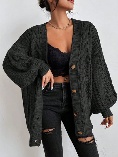 Rhonda - Hearthside Cable Knit Slouch Cardigan
