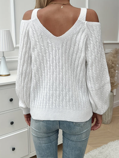 Sonia - Stylish Cable Knit V Neck Pullover